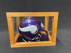lot 117 image: MN Viking Autographed miniature helmet in display box, Carl Eller and Chuck Foreman