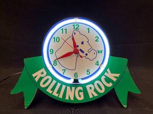 lot 185 image: Rolling Rock neon clock, teeny
