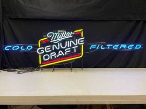 lot 209 image: Miller Genuine Draft Cold Filtered neon