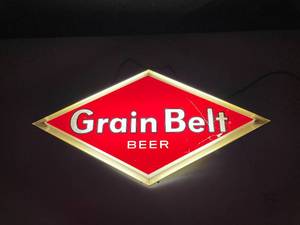 lot 249 image: Grain Belt Beer fluorescent lit diamond sign