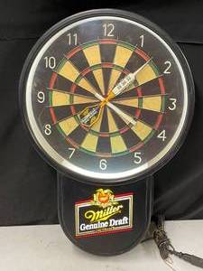 lot 251 image: Miller Genuine Draft light up dart board clock