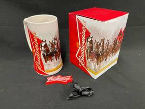 lot 176 image: Budweiser 2012 Holiday Stein, NIB with Bud memory stick