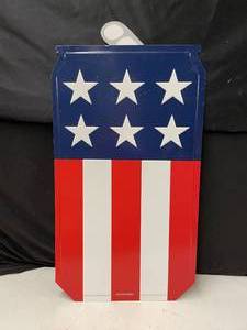 lot 270 image: Die-cut tin beer can with American flag theme