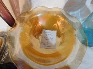 lot 208 image: 2 green Ball jars, towells and glasware