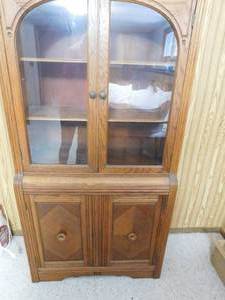 lot 342 image: Antique oak china cabinet