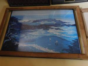 lot 353 image: 3 pictures, 2 mirrors and 1 wooden frame