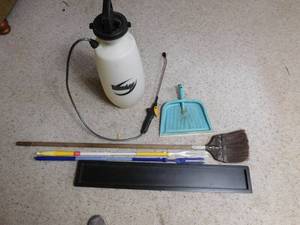 lot 251 image: Vintage dust pan & broom, roundup sprayer & misc.