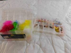 lot 45 image: Plastic Plano and plastic box of tackle