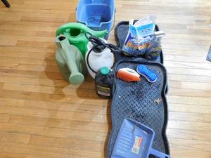 lot 37 image: boot trays, watering cans, chemical &nbspsprayer and more