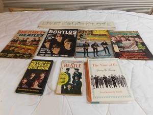 lot 320 image: 4 Beatles magazines, 2 small beatle books, Kennedy hard back book
