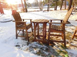 lot 8 image: 2 patio hi-chairs and hi-table