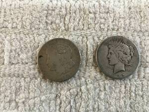 lot 273 image: 1922 peace silver dollar & 1921 morgan silver dollar