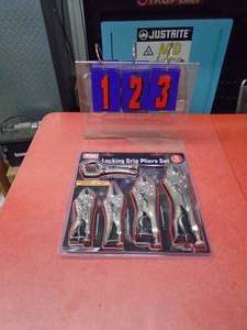 New 5 piece locking plier set. As shown.