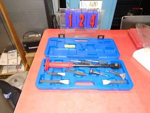 New T & E deep reach interchangeable chisel set. As shown.