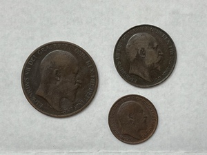 Vintage Penny, Half Penny, and Farthing