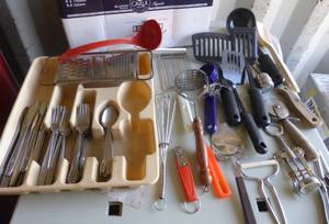 Group of Kitchen utensils and silverware