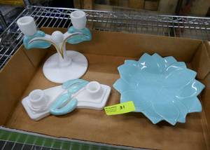 Vintage CandleStick set with matching plate