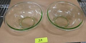Two MSE Martha Stewart Green Baking or Mixing Bowls