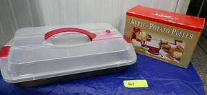 Apple Peeler and Like New Covered Cake Tin