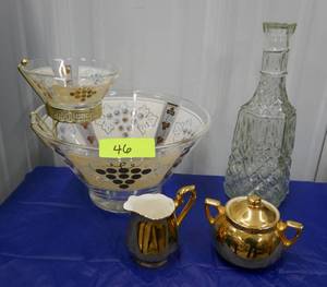 Vintage Chip and Dip set, cream and sugar