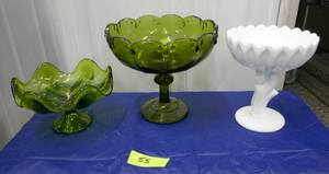 3 Vintage glass bowl pieces