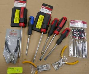 Screwdrivers, needle nose, files