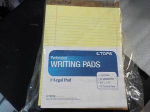 12 Perforated Writing Legal Pads...