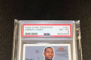 lot 2 image: 2003-04 Fleer Tradition LeBron James #261 Rookie Card PSA 8