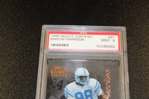 lot 15 image: 1996 Select Certified Marvin Harrison #91 Rookie Card PSA 9