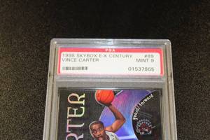 lot 16 image: 1998-99 Skybox EX Century Vince Carter #89 Rookie Card PSA 9