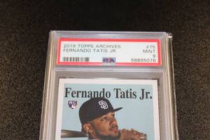 lot 47 image: 2019 Topps Archives Fernando Tatis Jr #75 Rookie Card PSA 9