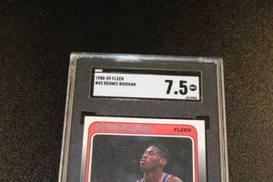 lot 54 image: 1988-89 Fleer Dennis Rodman #43 Rookie Card SGC 7.5
