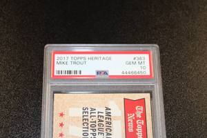 lot 63 image: 2017 Topps Heritage Mike Trout #363 PSA 10