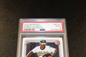 lot 76 image: 2020 Bowman Robert Puason #BP145 Rookie Card1st Bowman #BP145 PSA 9