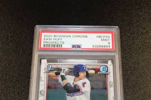 lot 80 image: 2020 Bowman Chrome Sam Huff #BCP33 Rookie Card1st Bowman PSA 9