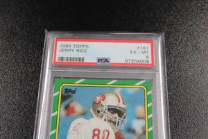 lot 83 image: 1986 Topps Jerry Rice #161 Rookie Card PSA 6