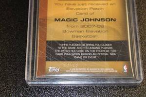 lot 96 image: 2007-08 Bowman Elevation Relics 2 Color Patch Magic Johnson #ERP-MJ 1919  Only 19 Exist