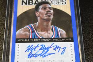 lot 102 image: 2013-14 Hoops Signatures Blue John Hot Rod Williams Autograph 950  Only 50 Exist
