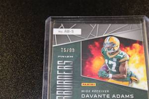 lot 119 image: 2019 Spectra Afterburners No Huddle Blue Prizm DaVante Adams #AB-5 7599  Only 99 Exist