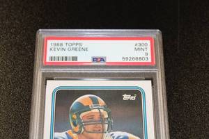 lot 130 image: 1988 Topps Kevin Greene #300 Rookie Card PSA 9