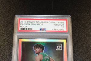 lot 151 image: 2019-20 Donruss Optic Holo Silver Prizm Carsen Edwards #196 PSA 10