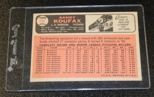 lot 184 image: 1966 Topps Sandy Koufax #100