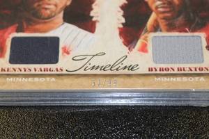 lot 186 image: 2015 Diamond Kings Timeline Byron Buxton & Kennys Vargas Dual Relic 5299  Only 99 Exist