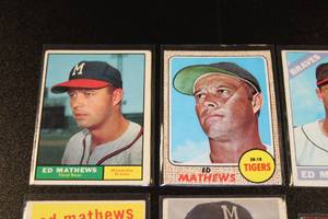 lot 212 image: Vintage Ed Eddie Mathews Baseball Card Lot  6 Cards