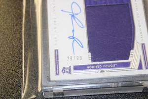 lot 220 image: 2020 National Treasures Jalen Reagor Rookie Patch Auto RPA 2999  Only 99 Exist