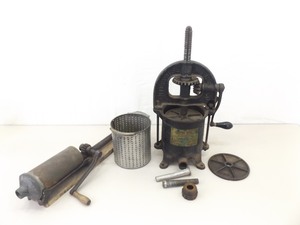 Antique Enterprise 8 Qt Cast Iron Fruit PressSausage Stuffer and Accessories&nbsp