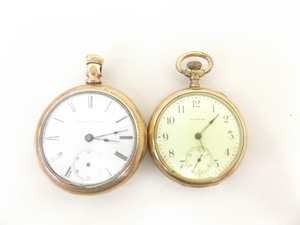 Antique Waltham and Elgin Gold Plated Pocket Watches