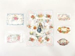 Lot of 6 Authentic Original ANTIQUE Die Cut Valentines Cards