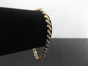 .925 Sterling Silver Diamond Accented Thick Link Vermeil&nbspBracelet Size 8