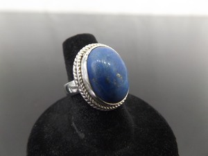 .925 Sterling Silver Lapis Lazuli Cabochon Ring Size 12